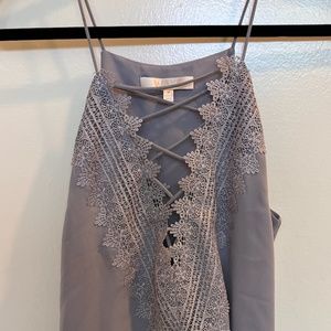 WAYF - Embroidered detail lace up top - Purple - M